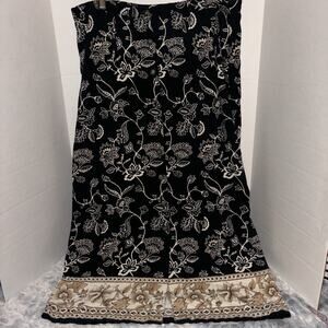 Studio Works Women Black/cream button front Boho/Hippie/ Casual Skirt L